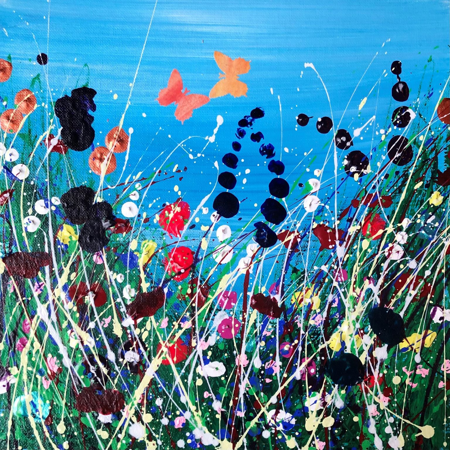 Tracey Thornton Lockdown Summer Blue Flower Painting No Naked Walls