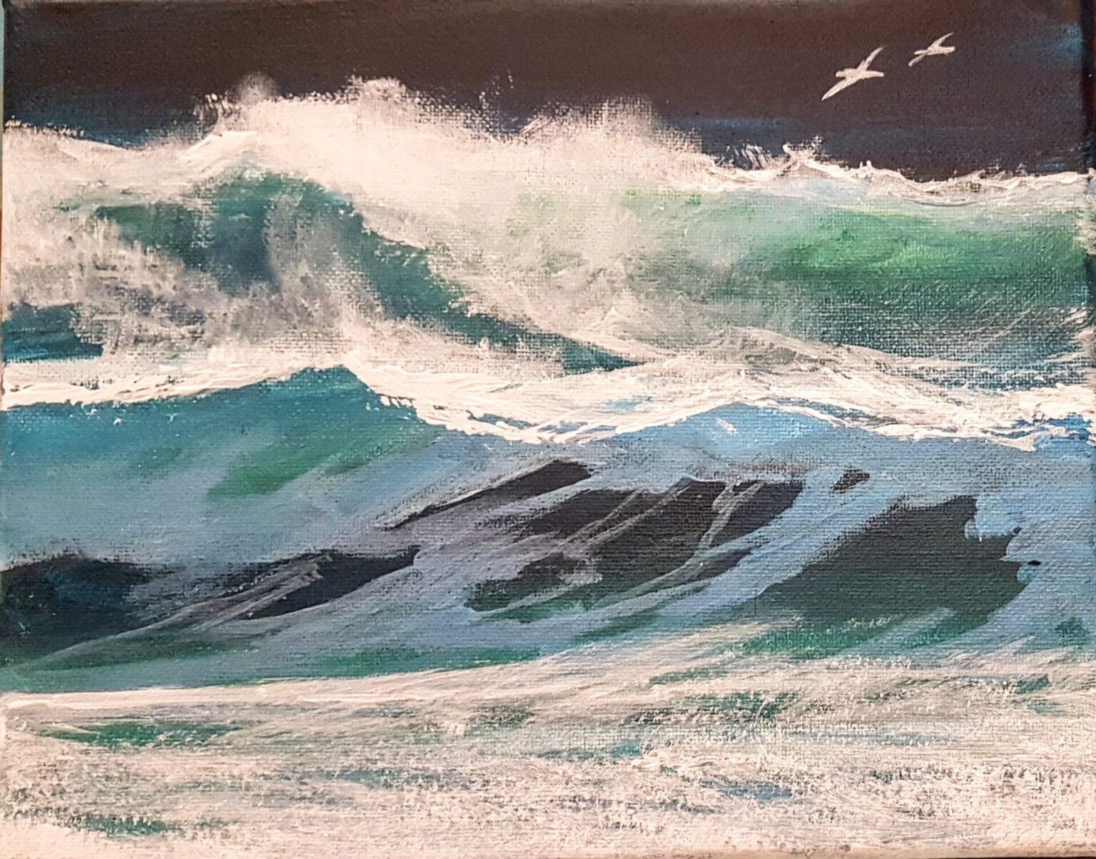 Howard Birchmore Wild Winter Seas Mini Wave Painting No Naked Walls