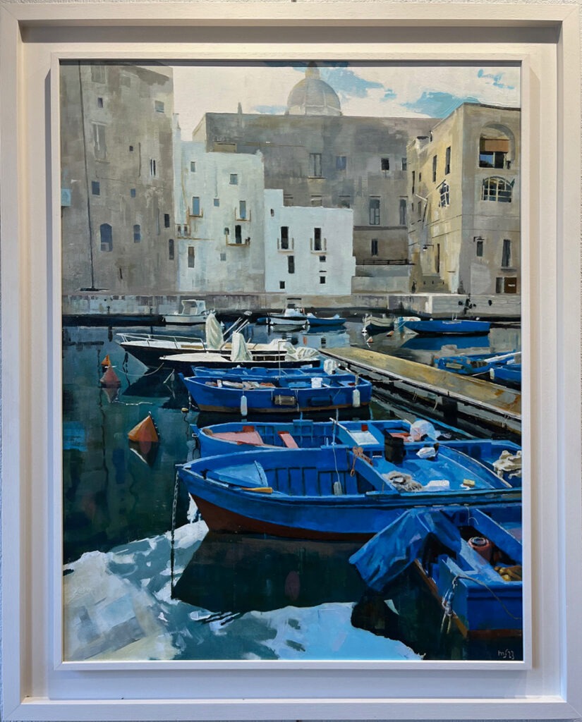 Mark Sofilas Blue Boats Bold Harbour Painting No Naked Walls