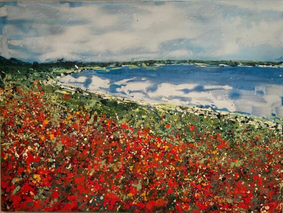 Poppies to the Bay unframed