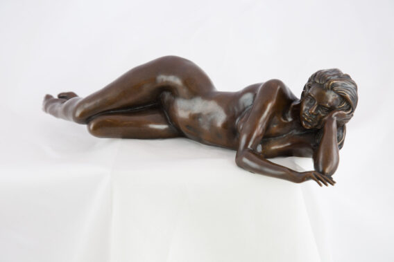 Ronald Cameron Poolside reclining bronze sculpture for sale