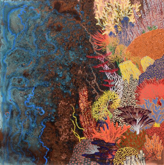 Paul Fearn The Wall II colourful coral reef artwork for sale