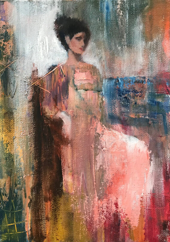 Julie Cross Elegance pink impressionist figure painting