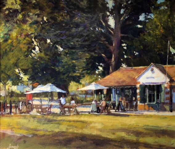 JH02 17 Afternoon Tea Montpellier Gardens 30x35cm painting