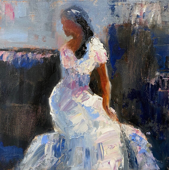 Julie Cross Twist wedding dress painting