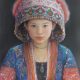 The Adornments Miao Tribe Shen Ming Cun oriental art original framed oil painting of woman in traditional Chinese clothing