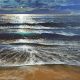 Howard Birchmore Nocturne nighttime sea painting with moonlight waves over night time Isle of Wight beach