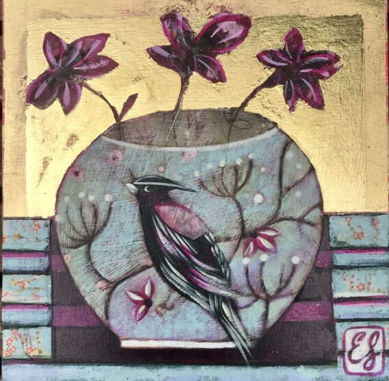 Emma Forrester Magenta Blossoms vase painting