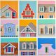 Ali Mourabet Top of The Morning pop art house painting colourful painting of house rooftops in contemporary Pop Art style