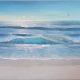 Howard Birchmore The Sea Never Rests for sale original framed beach painting with blue waves and sky, in modern traditional style