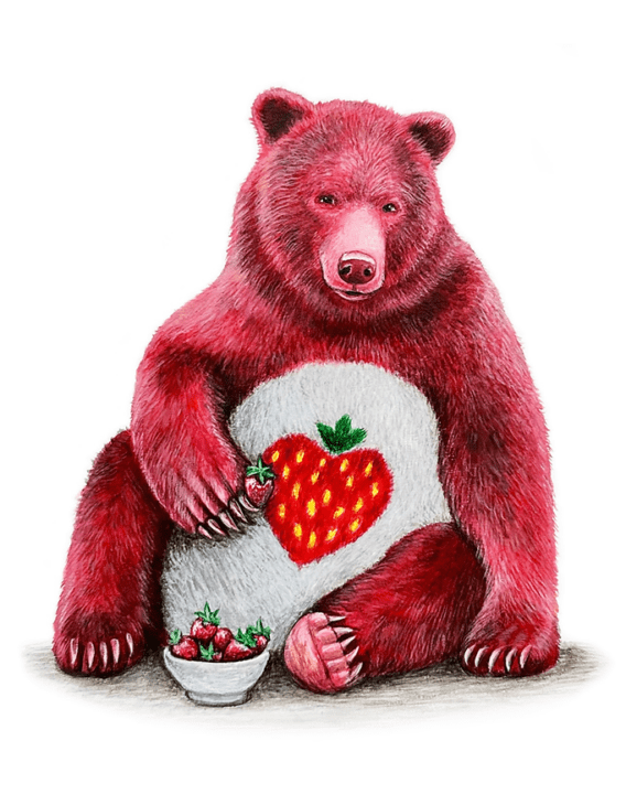 Valentines Bear Strawbeary by Louise McNaught Limited edition bear print