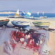 Fabio Constantino painting "Mediterranean Morning I" original painting in contemporary beach in pastel colours