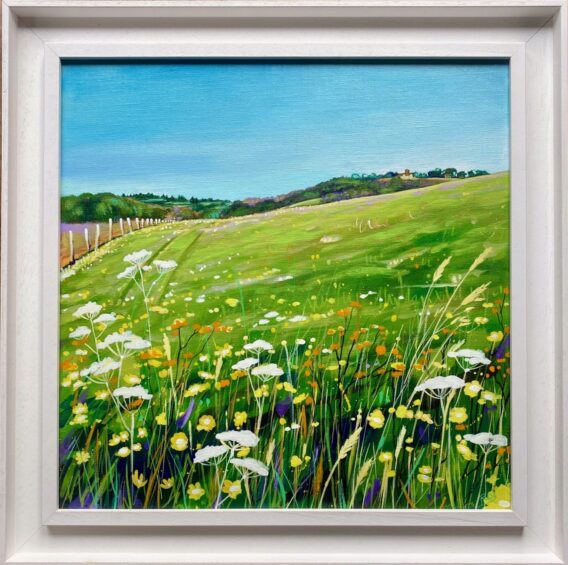 Orange Meadow at St Marthas framed Roz Wilson