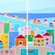 Ali-Mourabet_Mediterreanean-Town-diptych_2024_Acrylic-on-canvas_each-canvas-80-x-100-cm