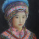 Blue Feathers Miao Tribe 75x50cm by Shen Ming Cun portrait painting