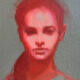 In the Pink, study, small original oil painting of woman by Julie Cross