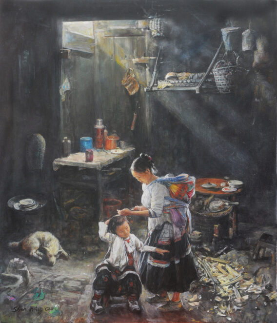 Preparation Miao Tribe 100x85cm Shen Ming Cun painting