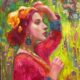 Rose For All Seasons Julie Cross original painting of bright woman