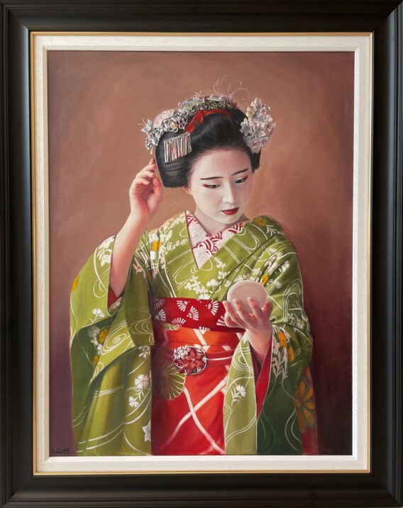 Geisha with mirror framed Quinn