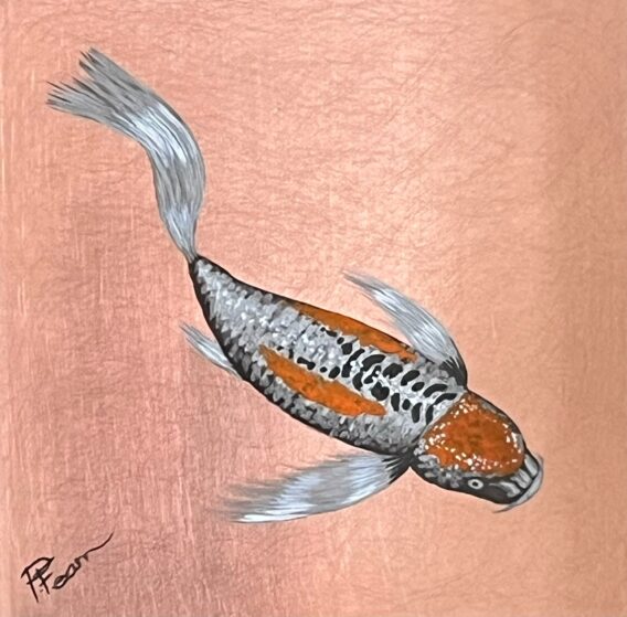 Orange & Silver Koi copper artwork by Paull Fearn