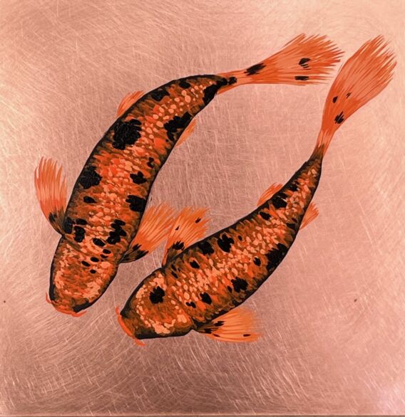 Orange & Black Koi Pair Artwork by Paul Fearn