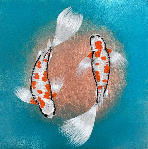 Orange & White Koi pair artwork by Paul Fearn