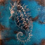 Elaborate Seahorse artwork on copper by Paul Fearn