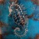 Elaborate Seahorse artwork on copper by Paul Fearn