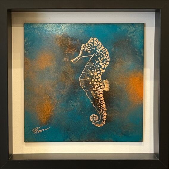 Speckled Seahorse framed fearn