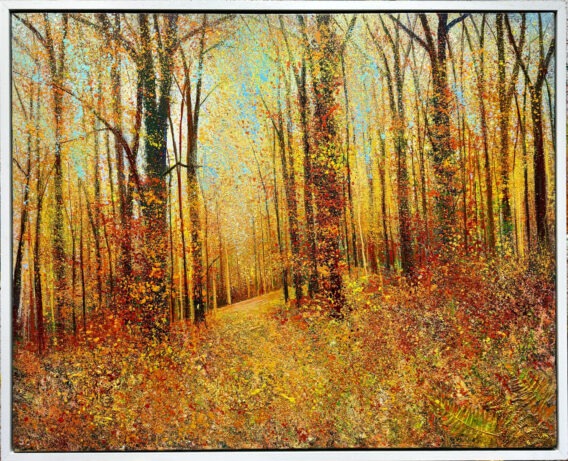 Autumn Fearns abstract landscape painting of Woodland by John Connolly