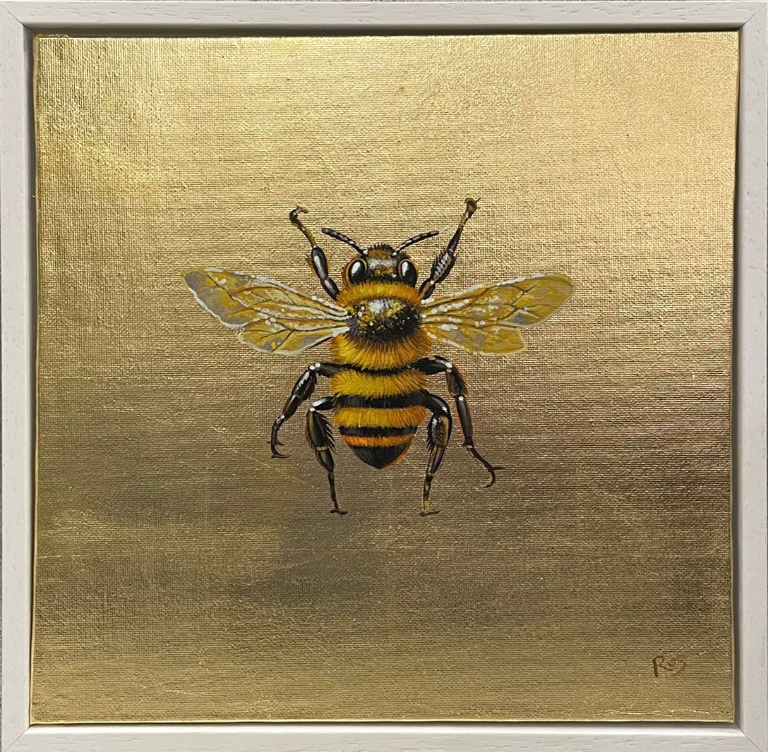 Roz Wilson William Morris Inspired Bee Gold Leaf Bee No Naked Walls