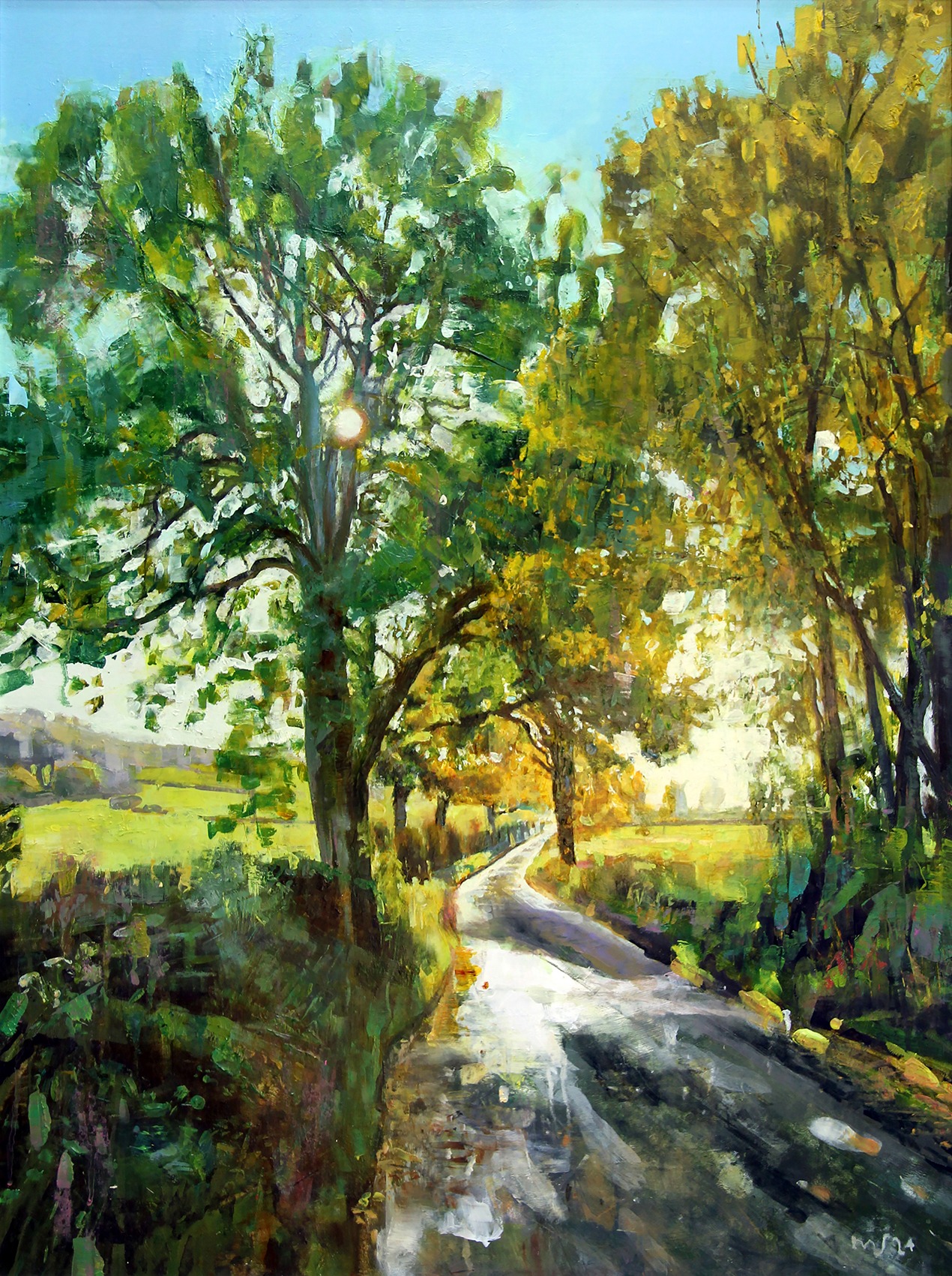 Sun dappled road unframed