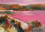 Salt Lake Celia Wilkinson large scale abstract Landscape painting in pinks