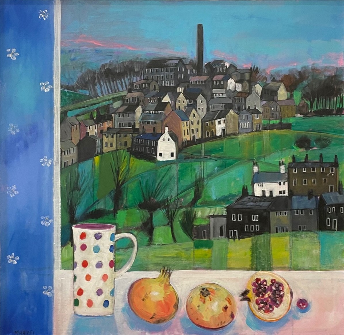 Mill on top of hill Moira Hazel unframed