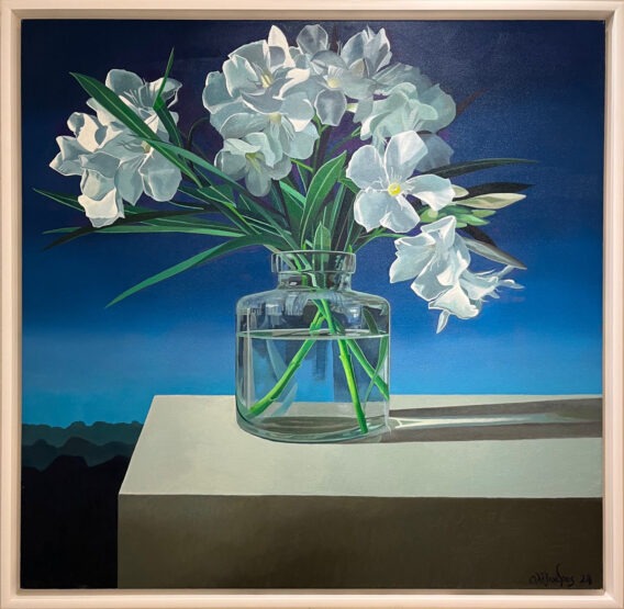 AH Oleanders in twilight framed